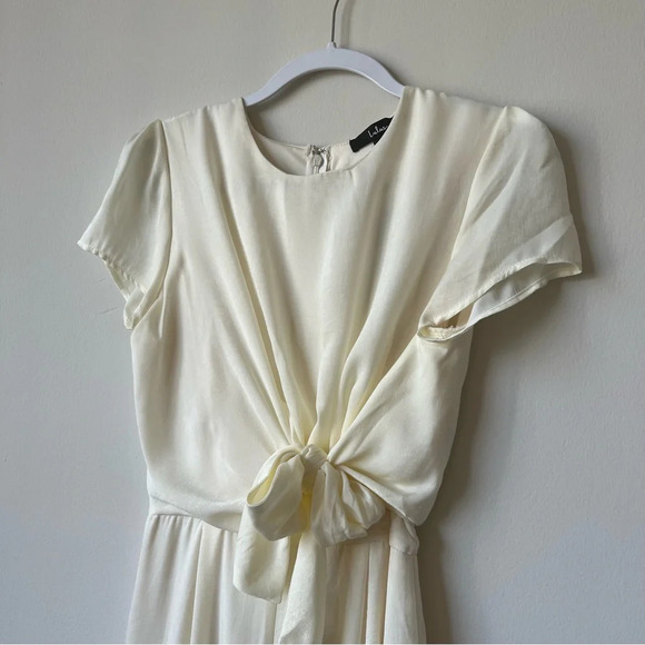 NWT Lulus Key Me Entertain You Ivory Satin Wide Leg Jumpsuit - Picture 6 of 14